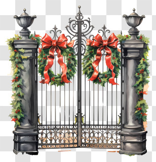 Wrought Iron Gate - Christmas Decorative Gate Illustration Transparent PNG