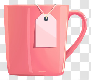 Pink Mug - Pink Tea Mug With Tag Illustration Transparent PNG