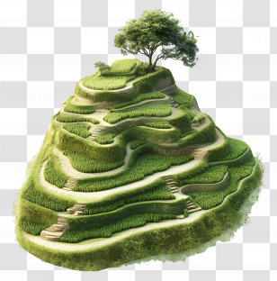 Rice Field Landscape - Terraced Hill With Tree Transparent PNG