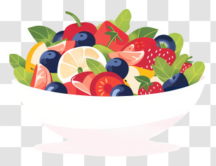 Salad Bowl - Bowl Of Fresh Fruit Salad Illustration Transparent PNG
