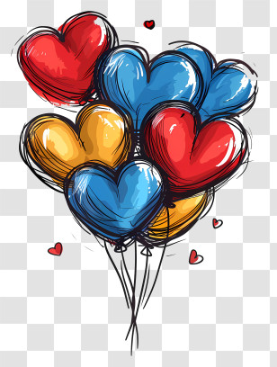 Balloons - Colorful Heart Balloons Illustration Transparent PNG