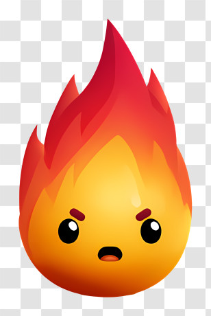 Fire Emoji - Angry Flame Character Transparent PNG