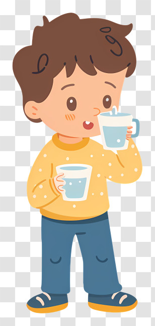 Drinking Water - Boy Drinking Water Illustration Transparent PNG