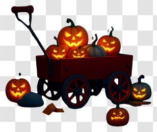 Pumpkin Wagon - Wagon Of Glowing Jack-o'-lanterns Transparent PNG