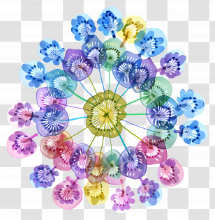 Flower Plant Top View - Colorful Flower Mandala Transparent PNG
