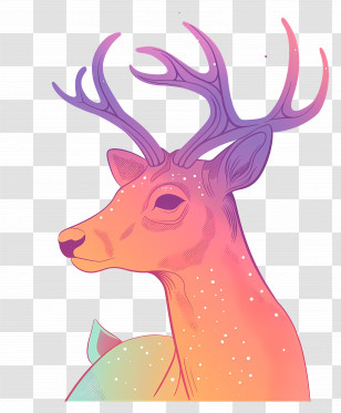 Christmas Reindeer - Colorful Gradient Deer Illustration Transparent PNG