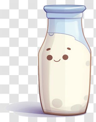 Glass Milk Bottle - Cute Milk Bottle Cartoon Illustration Transparent PNG