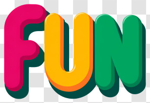 Fun Logo - Colorful FUN 3D Text Transparent PNG