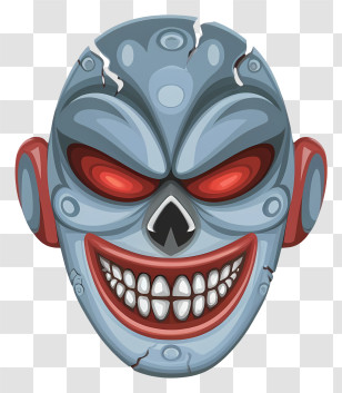 Evil Mask - Robot Skull With Red Eyes Transparent PNG