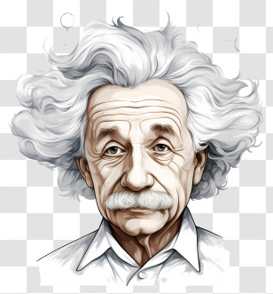 Sketch Style Albert Einstein Portrait - Illustration Of A Scientist With White Hair Transparent PNG