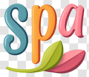 Spa Logo - Colorful Spa Lettering With Leaves Transparent PNG