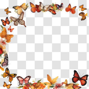 Butterfly Frame - Butterfly And Flower Frame Design Transparent PNG