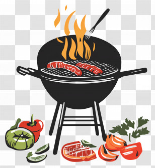 Bbq - Barbecue Grill With Sausages Transparent PNG