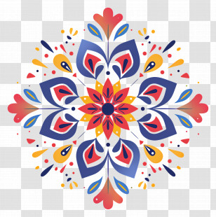 Floral Rangoli - Colorful Floral Mandala Ornament Transparent PNG