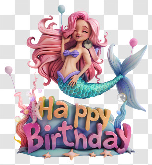 Cute Happy Birthday Text - Happy Birthday Mermaid Celebration Transparent PNG
