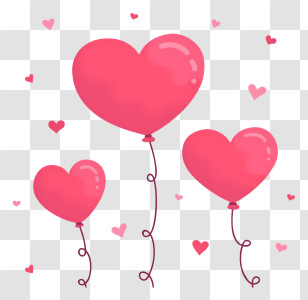 Pink Heart Balloons - Pink Heart-Shaped Balloons Illustration Transparent PNG