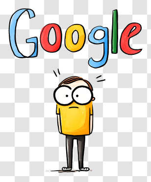 Google - Google Doodle With Cartoon Character Transparent PNG