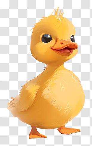 Cartoon Baby Duck - Cute Yellow Duckling Character Transparent PNG
