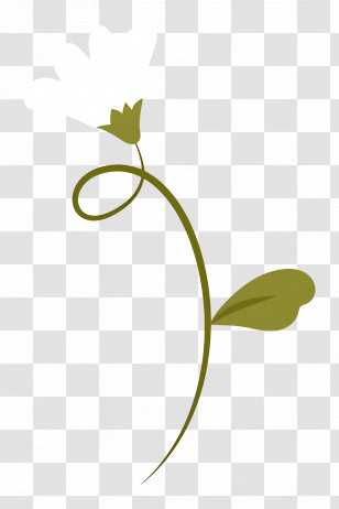 Single Flower - Simple Flower Stem Illustration Transparent PNG