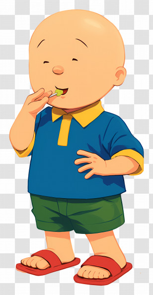 Caillou - Cute Cartoon Boy Eating Lollipop Transparent PNG