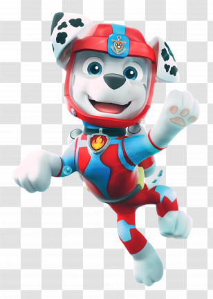 Paw Patrol - Cartoon Dog In Red Rescue Suit Transparent PNG