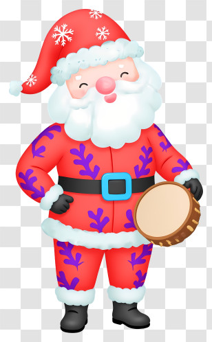 Christmas Santa Claus - Santa Claus Holding A Drum For Christmas Celebration Transparent PNG