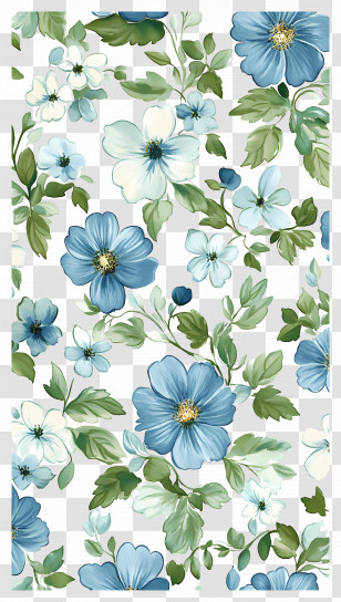 Flower Background - Blue And White Floral Pattern Transparent PNG