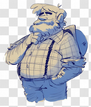 Overweight Hiker - Bearded Man In Plaid Shirt Transparent PNG