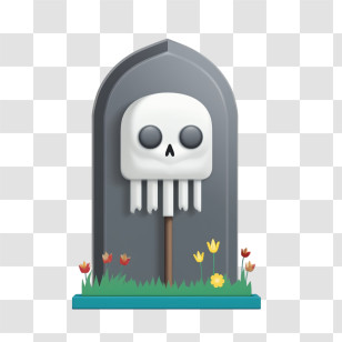 Headstone - Cartoon Tombstone With Skull For Halloween Decoration Transparent PNG