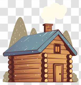 Log Cabin - Cozy Wooden Log Cabin In Snowy Forest Transparent PNG