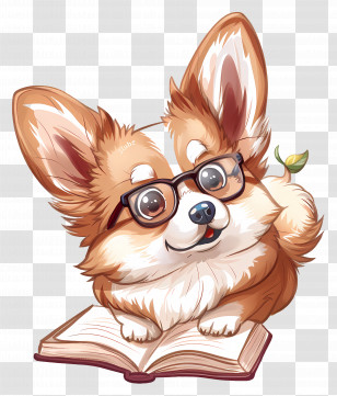 Cute Dog - Smart Dog With Glasses And Book Transparent PNG