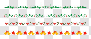 Black Background - Christmas Garland With Hearts And Bells Transparent PNG