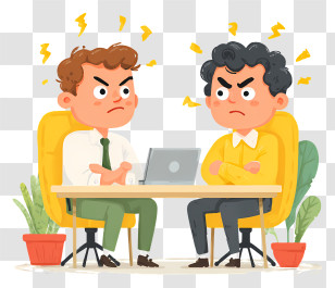 Conflict - Angry Office Workers At Desk Transparent PNG