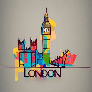 London - Colorful Abstract London Skyline Art Transparent PNG