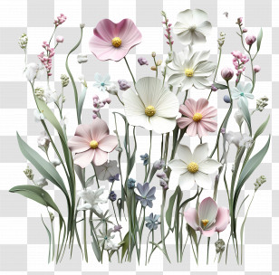 Spring Wild Flowers - Colorful Flowers In Bloom Transparent PNG