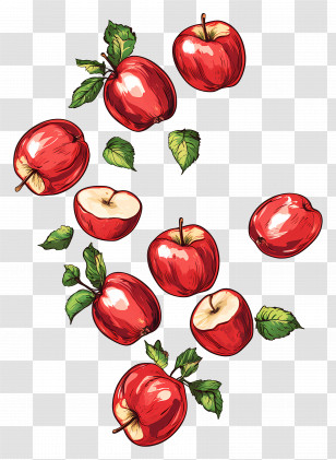Falling Apples - Colorful Apple Illustration Transparent PNG