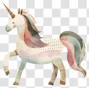 Unicorn - Colorful Watercolor Unicorn With Rainbow Mane Transparent PNG