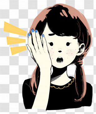 Girl Touching Face - Surprised Girl Illustration Transparent PNG