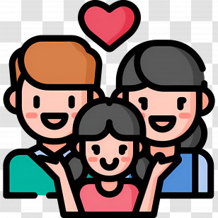 Family - Happy Cartoon Family With Heart Symbol Transparent PNG