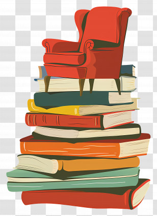 Book Logo - Stacked Books With Red Armchair Illustration Transparent PNG