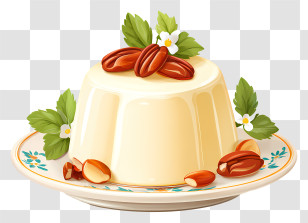 Milk Pudding With Nuts - Creamy Pudding With Pecans Transparent PNG