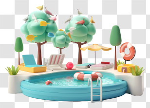 Pool Opening Day - Cute Swimming Pool Scene Transparent PNG
