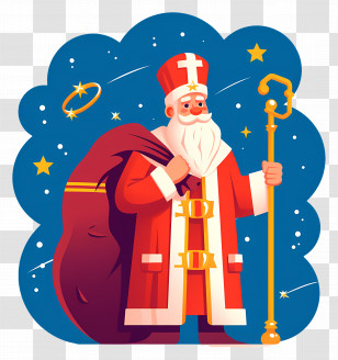 Saint Nicholas Day - Saint Nicholas With Bag And Staff Transparent PNG