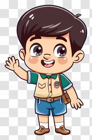 Cartoon Boy - Boy Scout Waving Transparent PNG