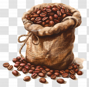 Bag Of Coffee Beans - Bag Of Coffee Beans With A Rustic Look Transparent PNG
