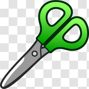 Icon - Green Handled Silver Scissors Transparent PNG
