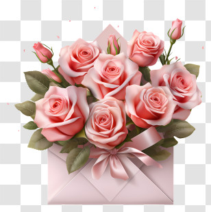 Envelope - Light Pink Roses In A Neat Envelope Arrangement Transparent PNG