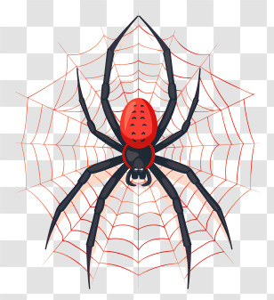 Spider - Red Spider On Intricate Web Illustration Transparent PNG