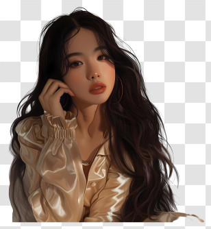 Asian Woman - Stylish Girl Portrait With Long Hair Transparent PNG