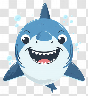 Cute Shark - Smiling Blue Cartoon Shark Illustration Transparent PNG